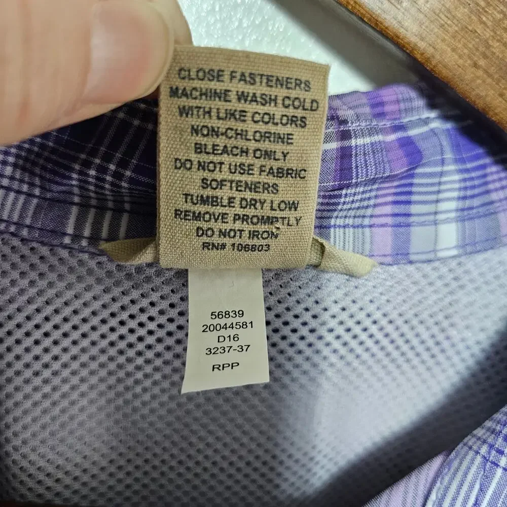 Duluth Trading Sidewinder Button-Up Shirt Purple Plaid Women's Size L Outdoor - Picture 5 of 5